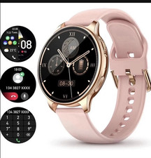 Pink Silicone Band Gold Case Smart Watch 1.32...