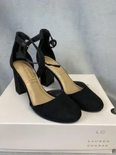 LC Lauren Conrad Shoes Womens Size 6.5 Black Block Heel Ankle Strap Hydrangea2