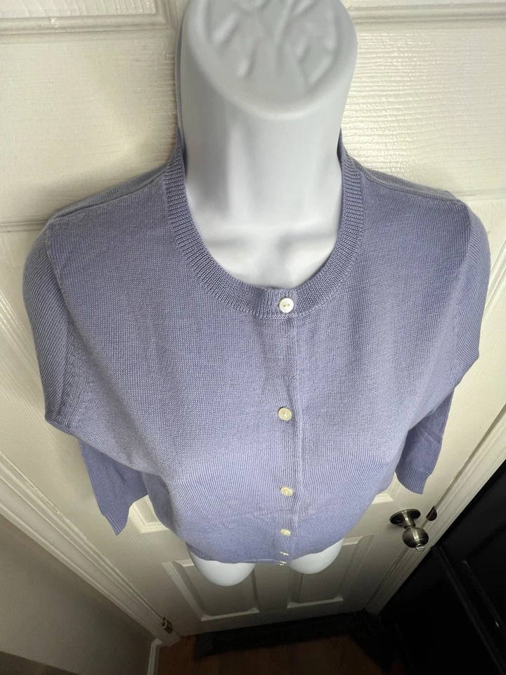 Vtg Ann Taylor Loft Women’s Small Lilac Wool Cashmere Cardigan Sweater Top S - Image 4 of 4