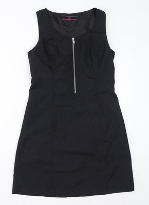 NEXT Damen schwarz Polyester A-Linie Größe 10 Rundhals Reißverschluss