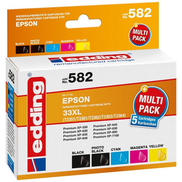 Edding Druckerpatrone Ersetzt Epson 33XL, T3357, T3351, T3361, T3362, T3363, ...-image
