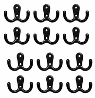 12X Doppelhaken Garderobenhaken Schwarz Wandhaken Kleiderhaken