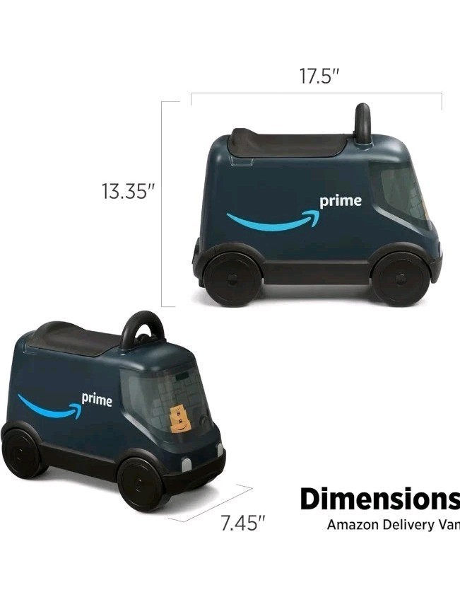 Amazon Delivery Van Ride on Toy for Kids, Blue Toddler Ride on Toy for Ages 2+ thumbnail 2