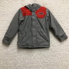 Burton Dryride Snow Jacket Small Youth Gray Full Zip Hooded Insulated Boys S