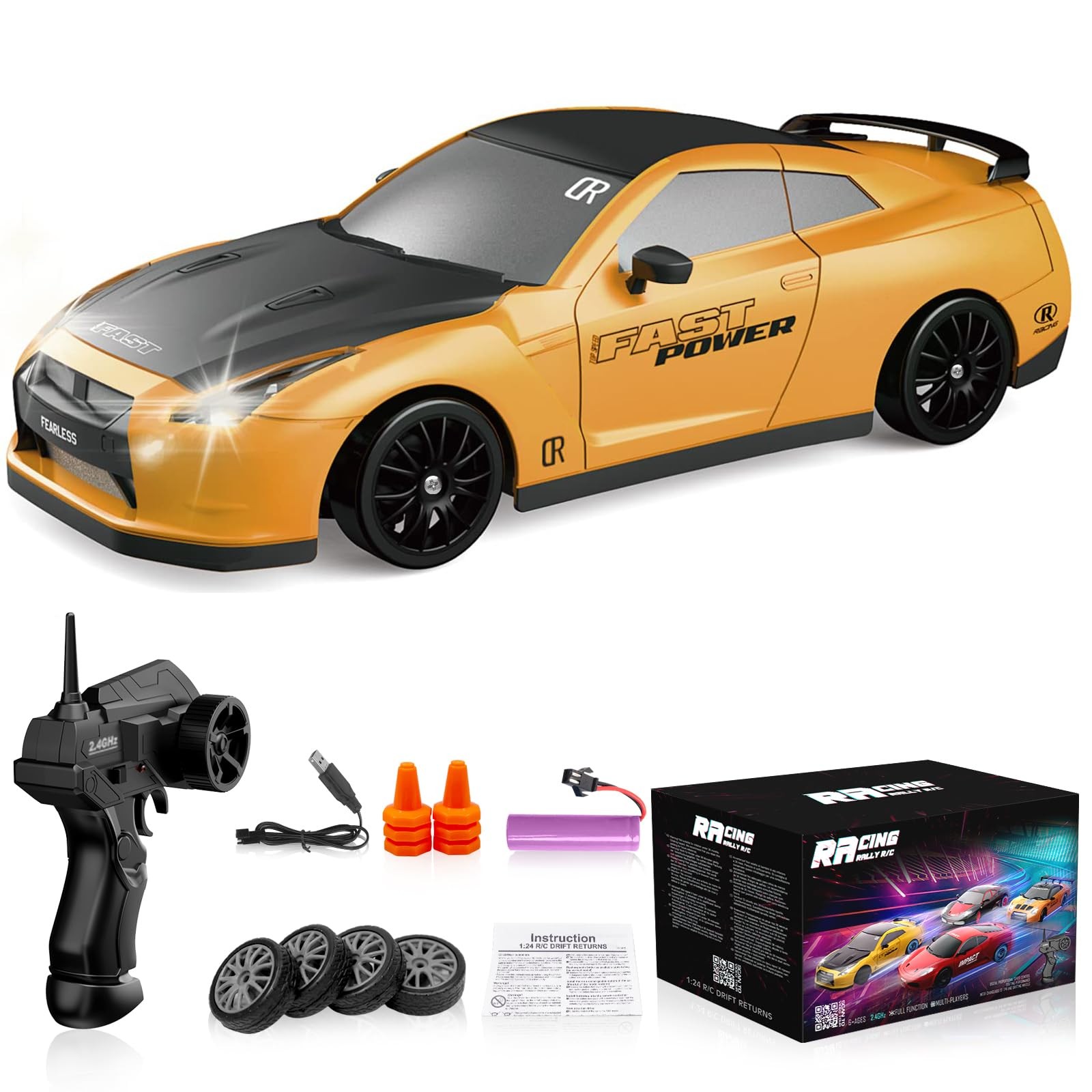 Rc Drift Car 2.4ghz 124 Scale 4wd High Speed Rc Ca...