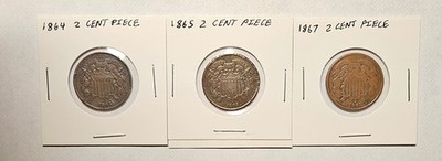 Civil War 2 Cent Lot (3 Coins) 1864 1865 1867 Nice Eye Appeal