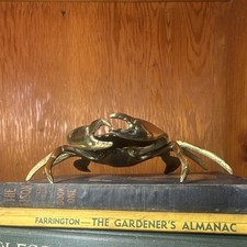 Vintage SOLID BRASS CRAB hinged LEGS & TOP TRINKET BOX