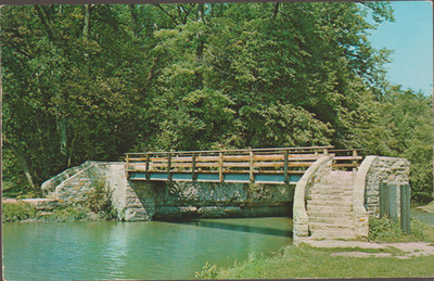 Bridge over Pine Creek White Pines Forest State Park Oregon IL. Postcard (9729)