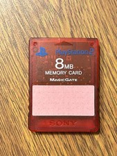 Official Genuine OEM Sony PlayStation 2  PS2 Memory Card  Original clear red