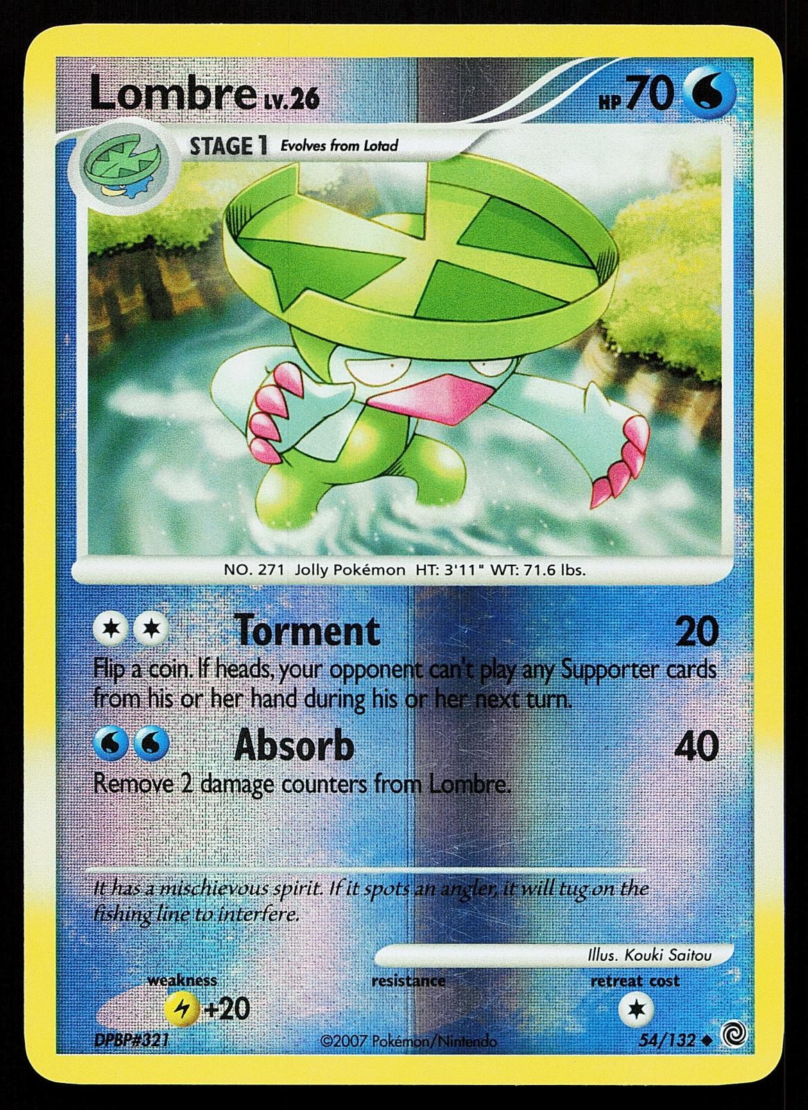 Lombre 54/132 Reverse Holo Uncommon Secret Wonders Pokemon Card