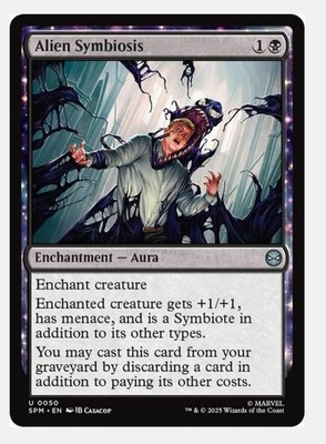 Alien Symbiosis | MTG SPM | Black Aura Menace Symbiote Cast From Graveyard | NM