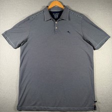 Tommy Bahama IslandZone Mens XXLT Navy White Striped Pima Cotton Polo Shirt