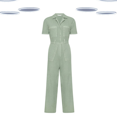 Ex Damen Jumpsuit - Petite Size Utility Jumpsuit Washed Green (Defekt)