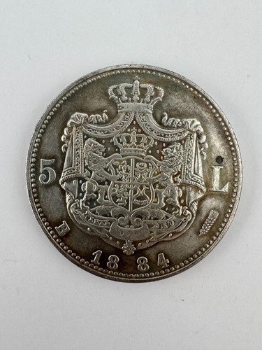Romania Coin 5 Lei 1884 Carol I