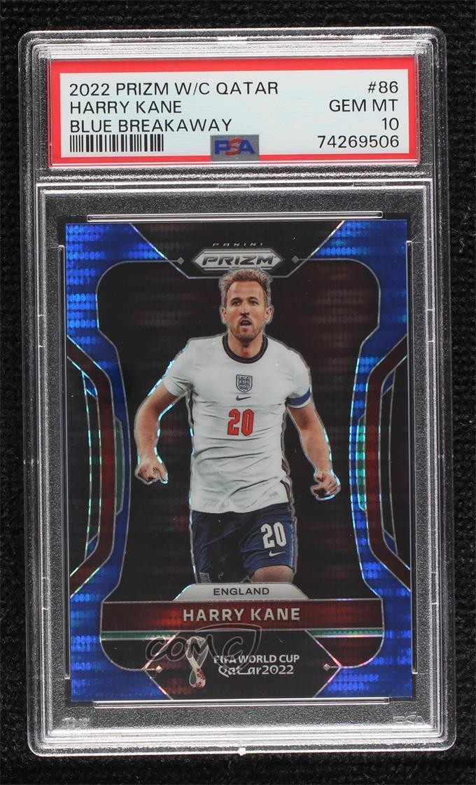 2022 Prizm World Cup Qatar Breakaway Blue 11/49 Harry Kane PSA 10 GEM MT 0r9h