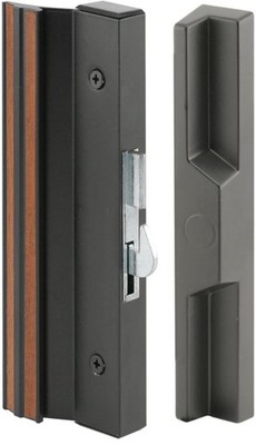 Prime-Line C1125 Patio Door Handle Set 4-15/16'', Aluminum, Black/Wood Grain