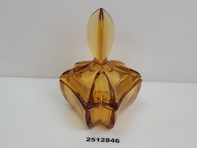Deckeldose Pressglas Bernsteinfarben Schminktisch Deko 60er Jahre Retro #2512846