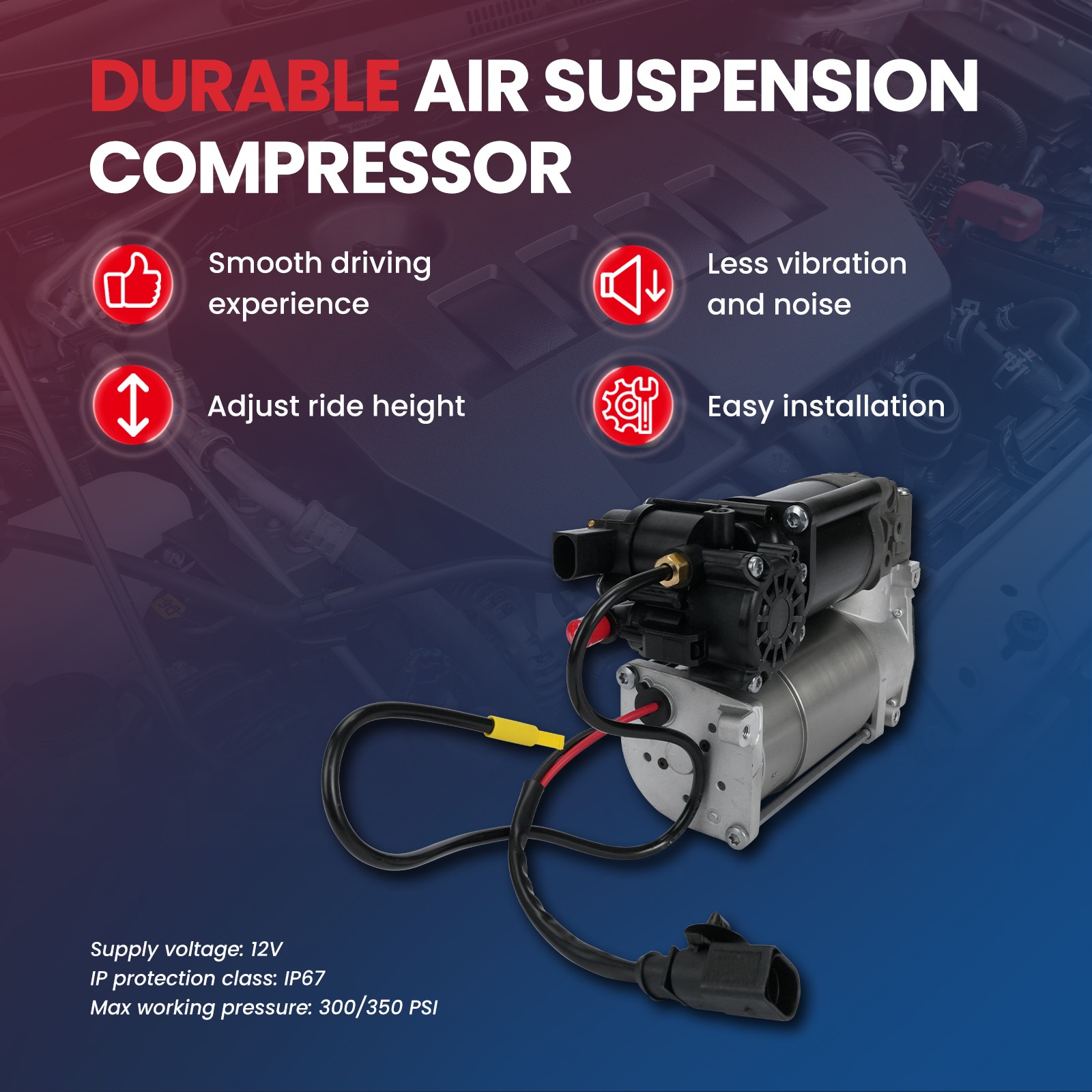 Air Suspension Compressor for 11-20 Audi A8 Quattro S8 Bentley Mulsanne