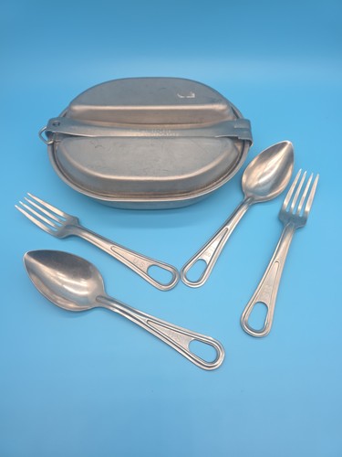US Army Military Mess Kit Pan With Utensils 1982 Fast Free Shipping!!!🔥🔥🔥