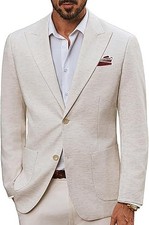 PJ PAUL JONES Mens Blazer Cotton Linen Suit Jacket, Apricot, M