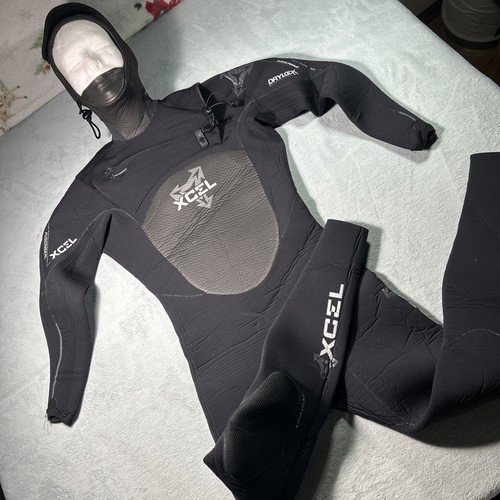 Xcel Hooded Full Body Hooded Wetsuit Mens Small Drylock Surfing Scuba Diving