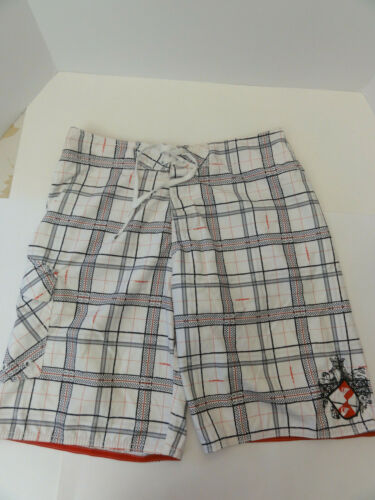 Quiksilver board shorts black and red plaid, SZ 32