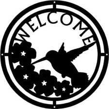 Hummingbird at Morning Glories Round Welcome Sign - Made in USA