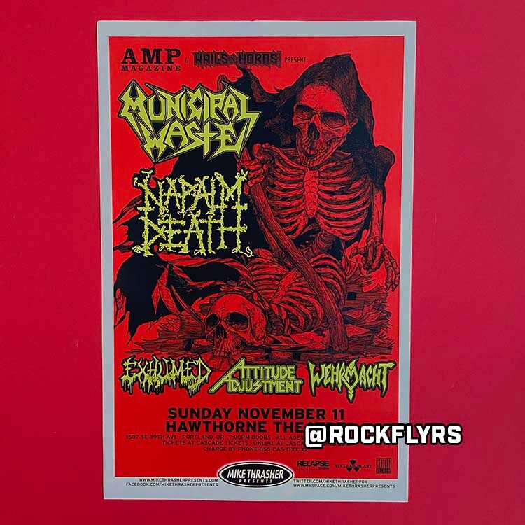 MUNICIPAL WASTE 2012 Concert Promo 11x17 Street Poster. Portland OR