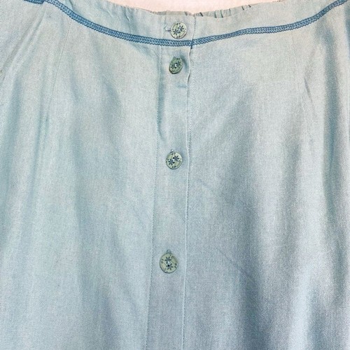 Napa Valley 90s blue midi buttoned rayon linen skirt with pockets 16 - Picture 3 of 9