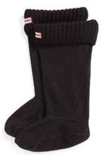 Hunter L17511 Cardigan Knit Cuff Welly Unisex Kid's Tall Black Socks Size Large