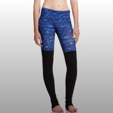 Alo Goddess Ribbed Leg Warmer Legging Blue Kaleidoscope Black Sz XXS Yoga Pants