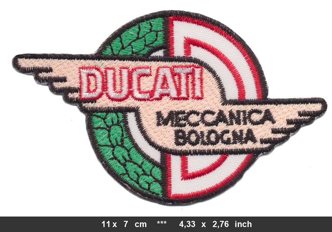Ducati Iron-On Patch Motorcycle Emblem Meccanica Bologna-image