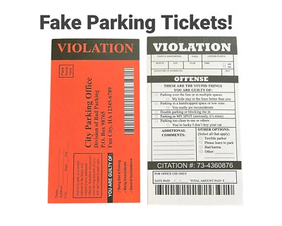 50 Prank Parking Tickets - Real Looking Easy to Write Pad of Tickets