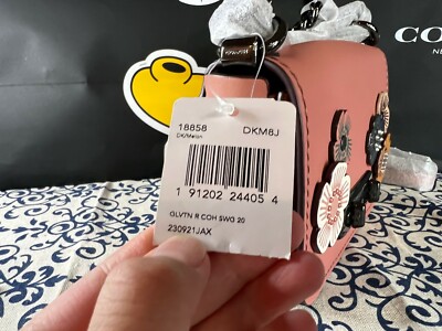 COACH Swagger Shoulder Bag 20 with 5 Tea Rose Applique 18858 Melon