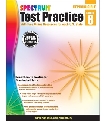 Spectrum Grade 8 Test Practice Workbook 8th Grade Math and English Languag...