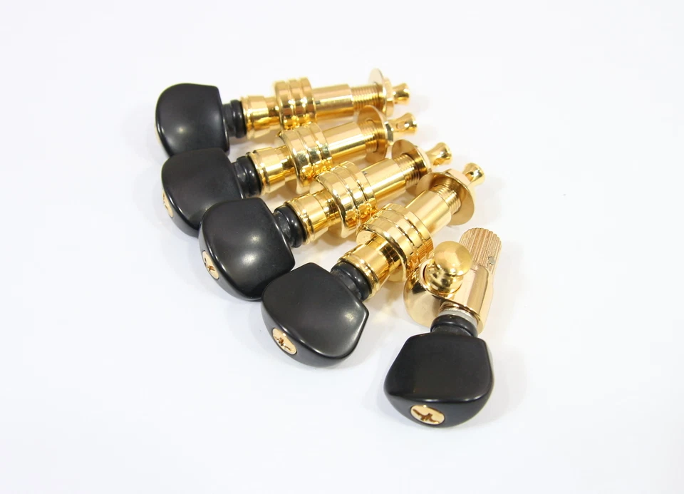 5 string banjo tuning pegs, Golden plated, Black plastic button, 328G-BX - Image 2 of 4