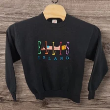Vintage 80s 90s Ellis Island Sweatshirt Womens M USA Made Jerzees Embroidered NY
