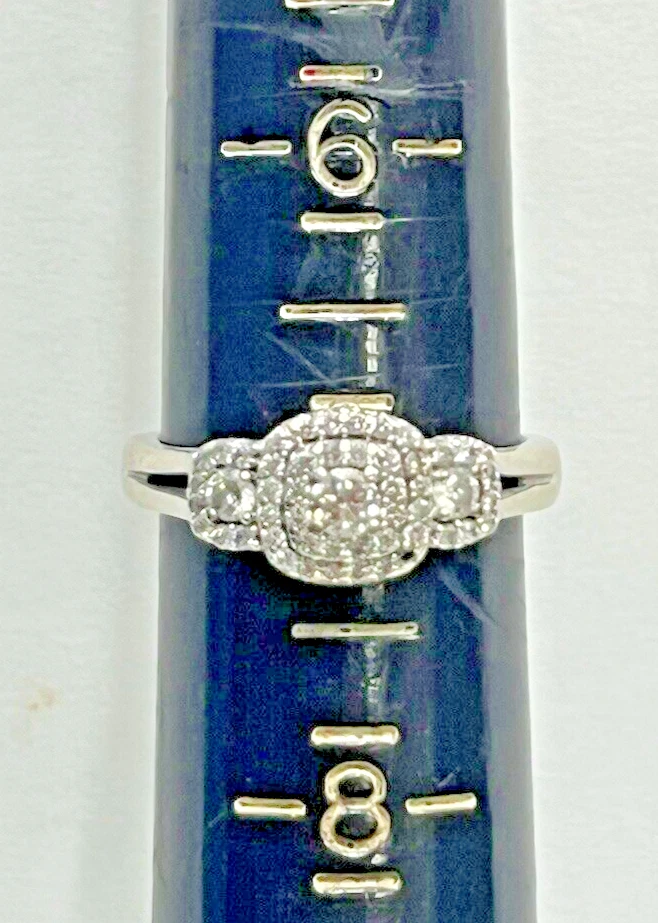 实心 10k 白金镶嵌钻石订婚戒指 1 TCW 过去现在的未来 — 第 2/4 张图片