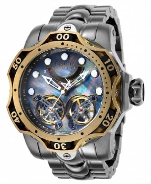 Invicta 52.5MM Men s Reserve Automatic Multifunction Black Dial SS Watch 35989
