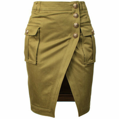 Jupe Cargo Boutonnée BALMAIN Kaki - Taille 38 (US Small) - NEUVE Sans étiquette