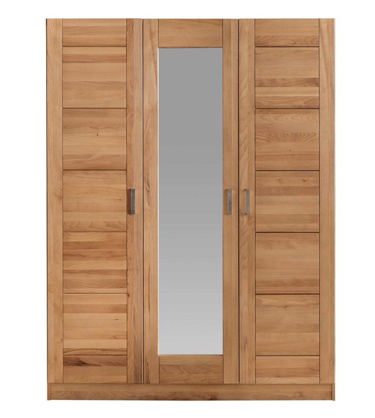 Kleiderschrank SpiegeltüR Holz Kernbuche Teilmassiv Natur GeöLt 3-TüRig Pia-image