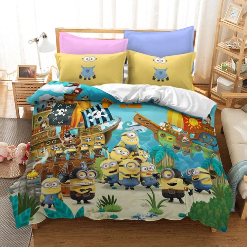 Minions Cartoon Donna Duvet Cover Bedding Set Pillowcases Single Double Queen - Bild 13 von 32