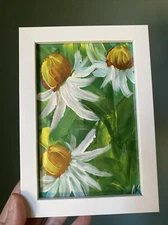 Daisy,flowers,abstract,4/6,painting On Paper,framed