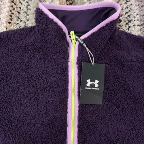 Under Armour Jacket Women Small Purple Deep Pile Fleece Sweater Full Zip Ladies - Picture 2 of 11