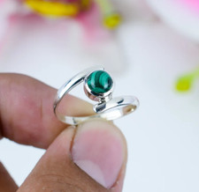 Malachite Jewelry Ring Solid 925 Silver Handmade Women Gift Ring All Size SR147