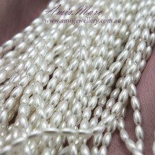 Oat Rice Beads 60/" Strands Japanese 3mm x 6mm LIGHT Gold Faux Pearls Style