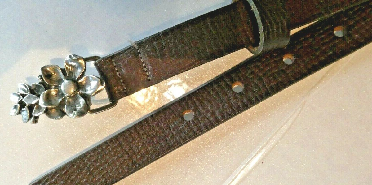 NEW The Territory Ahead BROWN Leather Skinny Ladies Belt MED  display picture 2