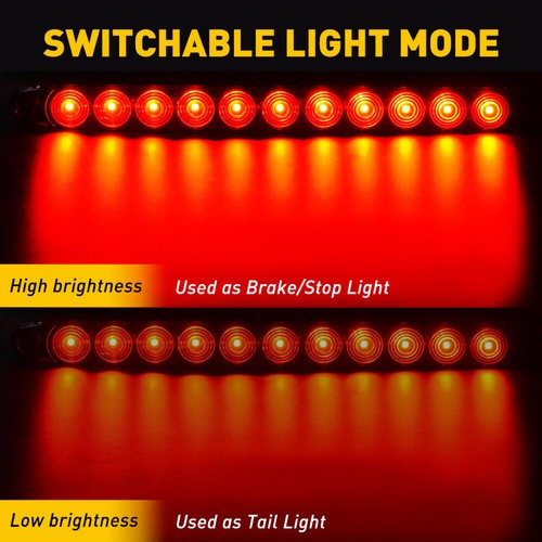 2x 15" Red 11 LED Sealed Truck Trailer Strip Brake Rear Stop Turn Tail Light Bar - Picture 4 of 13