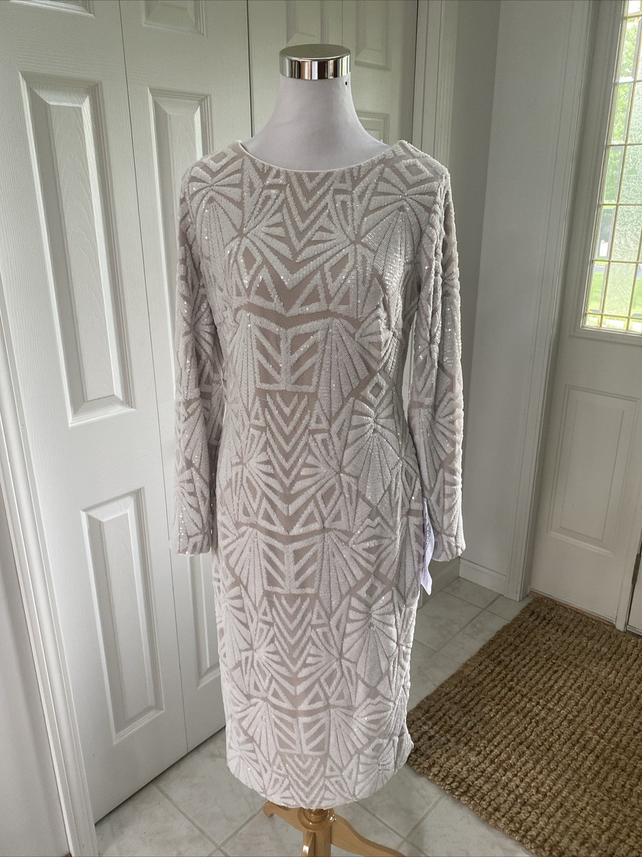 NWT Dress the Population Emery Sequin Dress In White/ Nude Size XXL $278 |  eBay