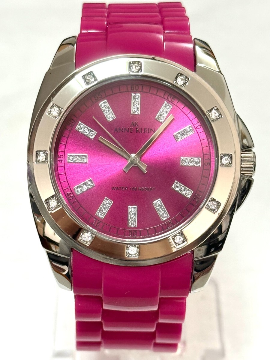Anne Klein Women's Orange Bracelet Band Crystal Bezel Watch 10